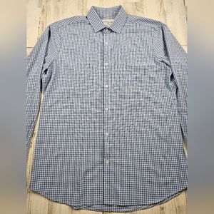 Mizzen + Main Leeward Light Blue Check Button Up Trim Fit Shirt Men's Size XXL